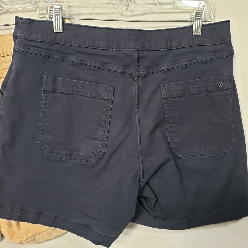 Nautica Jeans Women's High Rise Pull On Utility Shorts Set of 2 Khaki Navy Blue - Picture 12 of 16